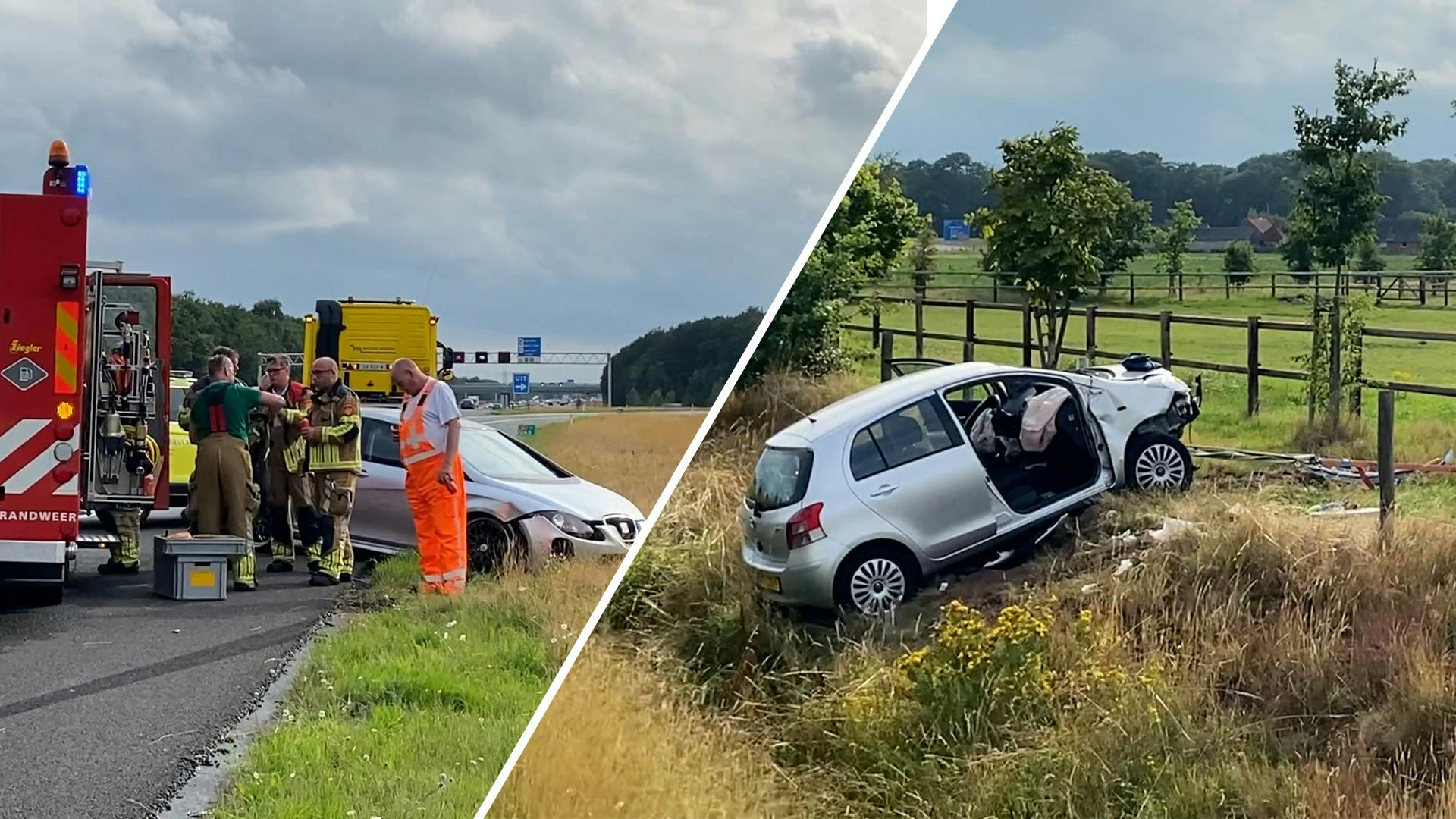 Twee Gewonden Bij Ongeluk Op A1, Auto Belandt In Sloot